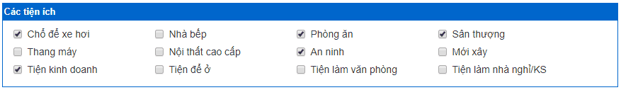 tiện ích có sẵn tiện ích có sẵn